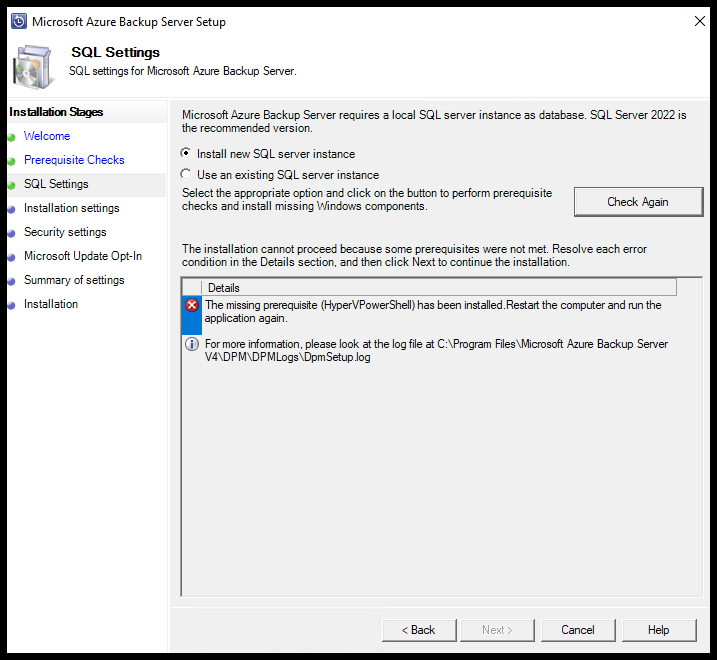 SQL pre failed