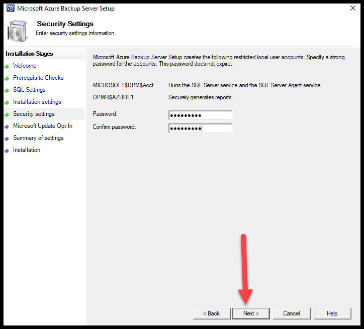Create Passwords for local accounts